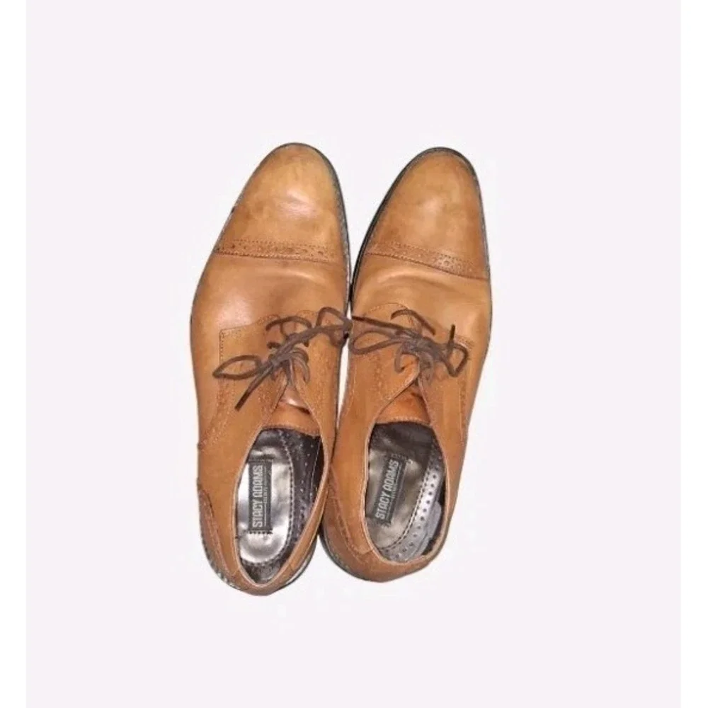 Stacy‎ Adams Brown Leather Lace-up Oxford Dress Shoes Size 8.5